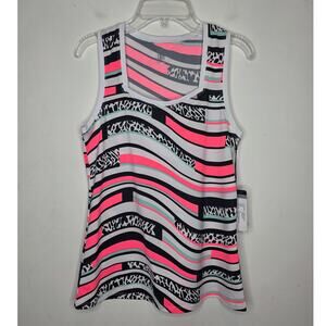 NWT Tail UPF 50 pink black white print racer back tank top- small - golf tennis